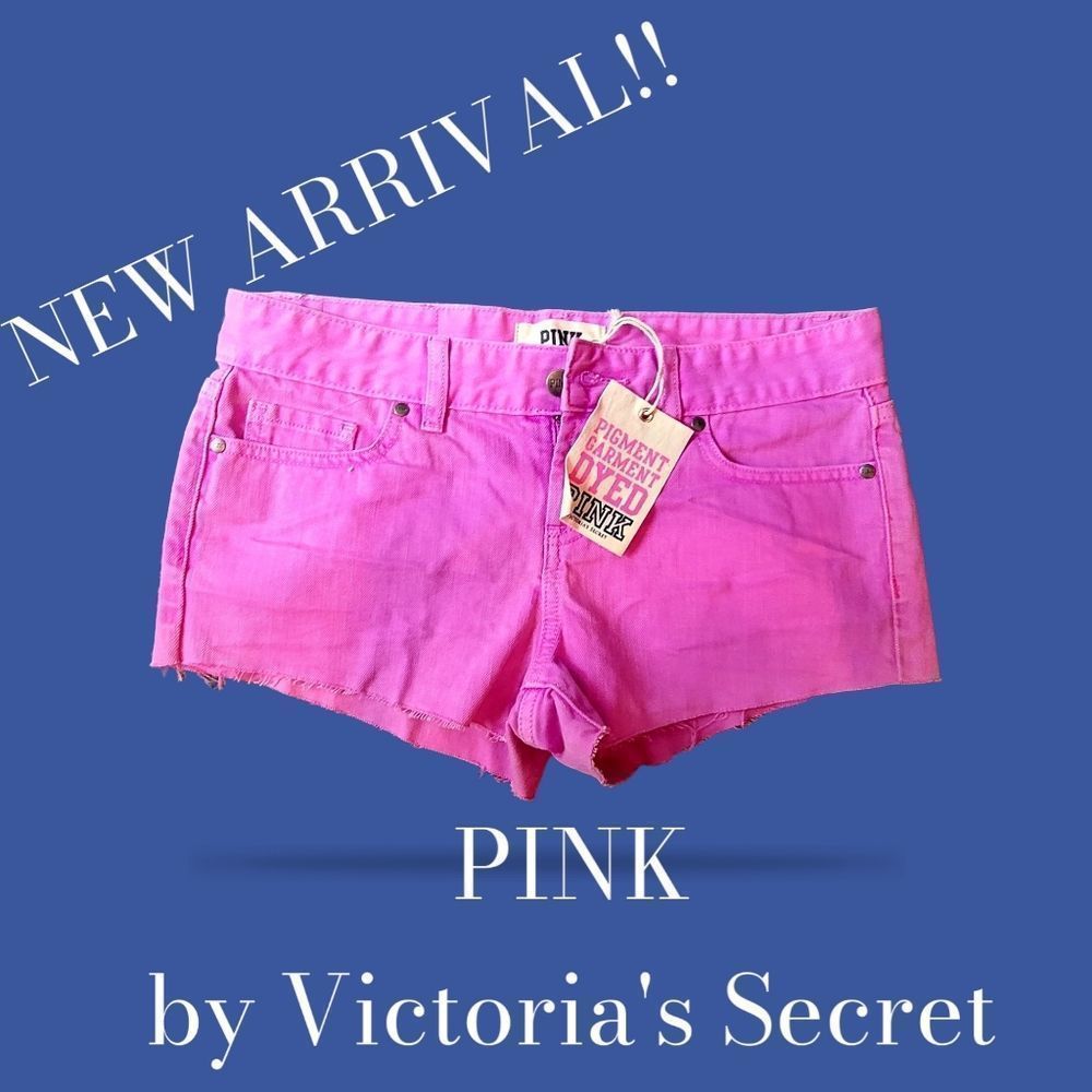 NWT PINK Victoria's Secret Hot Pink Jean Cut off Booty Shorts size 2